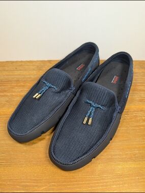 SWIMS Loafers Mens Size 12 Navy Mesh Driving Shoes Slip On Tassel Comfort Casual